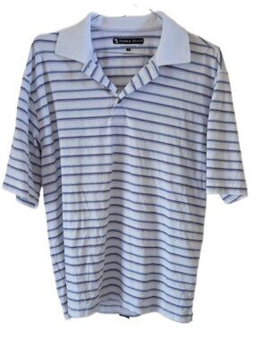 Pebble Beach Performance Blue & White Striped Polo